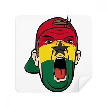 Imagem de Bandeira de Gana Máscara Facial Cabeça Gritando Chapéu Óculos Pano Limpador de Tela Tecido Camurça Pacote com 2