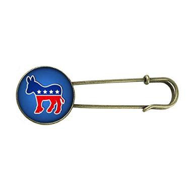Imagem de Broche de metal retrô com emblema de burro americano para festa democrática