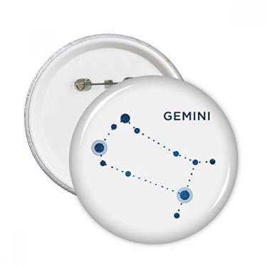 Imagem de Broche redondo com símbolo da constelação de Gêmeos, símbolo do zodíaco, 5 peças