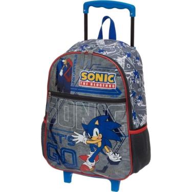 Kit Mochila Infantil de Rodinhas Menino Jogo Sonic Toys 2U