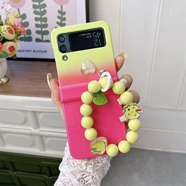 Imagem de Linda caixa de telefone com pulseira de coração para Samsung Galaxy Z Flip 4 capa corrente de mão para Z Flip4 Flip4 pulseira protetora, DS512,7, para Z Flip 4