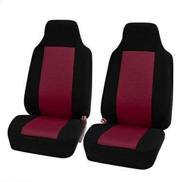 Imagem de FH Group FB102BURGUNDY102 Conjunto de capas de assento de tecido clássico para carro, vinho, preto - serve na maioria dos carros, caminhões, SUV ou vans