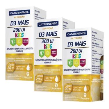 Imagem de Kit 3 Vitamina D3 Mais Gotas 200 Ui Kids - 20ml - Catarinense - Catari