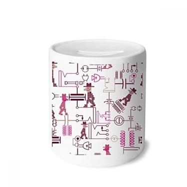 Imagem de DIYthinker Padrão de tomada de diagrama de circuito, caixa de dinheiro caixa de cerâmica porta-moedas presente de cofrinho