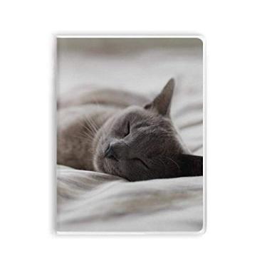 Imagem de Caderno de fotos com desenho de gato cinza fofo, capa de goma