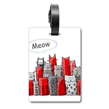 Imagem de Desenho fofo gato mewing Protect Animal Pet Lover Mala Etiqueta Bagagem Cartão de Bagagem Scutcheon Etiqueta