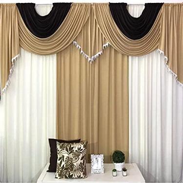 Imagem de Cortina Niagara para Varão em Malha 3,00m x 2,60m Sala Quarto - Cáqui