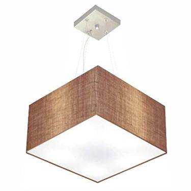 Imagem de Lustre Pendente Quadrado Cúpula Tecido 25/40x40 cm, Vivare Iluminação, Pendente4195 LP, Palha, Médio