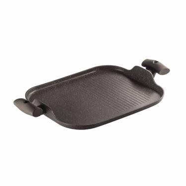 Imagem de Grill Chapa Duplo Hercules Antiaderente Ceramica Indução Com Alça