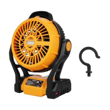 Imagem de Daconovo Ventilador de acampamento com lanterna LED 1500mAh Ventilador de barraca ao ar livre recarregável de 8 polegadas com rotação da cabeça de 270 ° e ventilador de mesa operado por bateria com ga