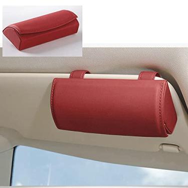 Imagem de HIBEYO Suportes de óculos de carro para viseira de sol de couro para óculos de sol estojo de gancho organizador de óculos de proteção suporte de clipe de extremidade dupla armazenamento universal