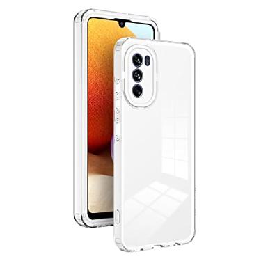 Imagem de XINYEXIN Capa transparente para Motorola Moto G62, capa de telefone antichoque com borda colorida, TPU + PC Bumper Crystal Clear Case - Branco