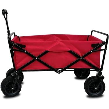 Imagem de Carrinhos de armazenamento Carrinho de jardim dobrável Carrinho de compras multifuncional para trabalho pesado para exterior (cor: cinza) (vermelho) hopeful
