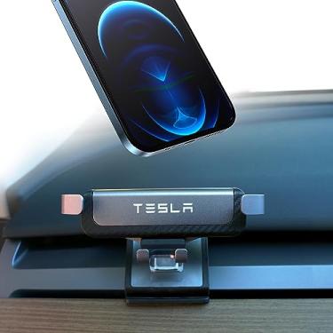 Imagem de Powlamks Suporte de telefone para acessórios Tesla Model 3 Model Y, suporte universal ajustável para celular de carro compatível com smartphones iPhone Samsung Android de 4,5 a 7 polegadas e mais