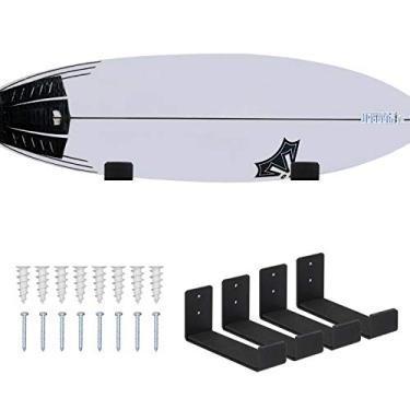 Imagem de Suporte de parede para prancha de surf em alumínio sólido Mind and Action, suporte para exibição (2 pares pretos)