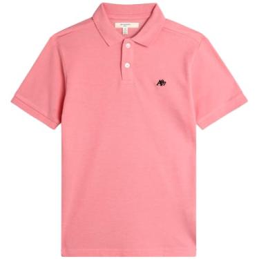 Imagem de AEROPOSTALE Camisa polo para meninos - Camisa polo piqué de manga curta de ajuste clássico - Camisa de golfe elástica confortável para meninos (4-16), Concha, rosa, 5-6