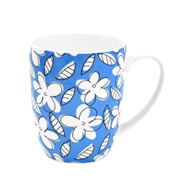 Imagem de BRITTO Caneca de café Romero Bone China, 476 g, flores azuis, design de arte floral