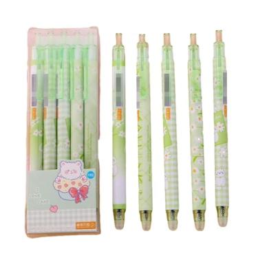 Imagem de Joucien 5 peças/caixa - Caneta neutra apagável azul de 0,5 mm para estudantes do ensino fundamental, caneta neutra de fricção térmica (1 caixa) - 0,5 mm (azul)