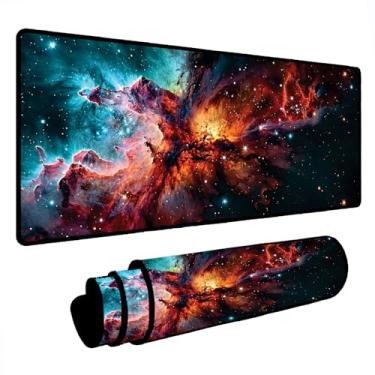 Imagem de Novo Mouse Pad Gamer Deskpad Speed Extra Grande Borda Costurada Profissional Varios Tamanhos - Universo Nebulosa (80x40)