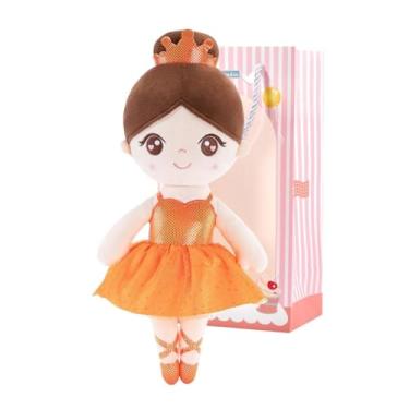 Imagem de Boneca Bailarina Gloveleya Bailarina Balé Laranja Coque Castanho com Sacola