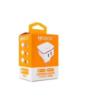 Imagem de Carregador Universal Turbo Power 2 USB HREBOS - HS-322, ROSA