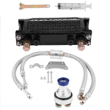 Imagem de Auttoop Kit de sistema de radiador de resfriamento de óleo de motor de motocicleta para CB CG 100CC-250CC (65 ml-preto) Conjunto de motor de radiador de resfriamento de óleo de motocicleta