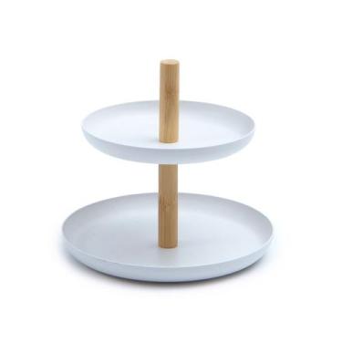 Imagem de Porta-acessórios de metal e bambu 16cm - Oikos, UNICO, BRANCO