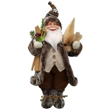 Imagem de Papai Noel Pequeno Marrom Country Rustico Natal 45cm - Zona Livre
