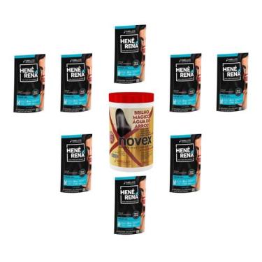 Imagem de Hene Em Gel Rena Preto Natural 08x180gr Pouch+Brilho Magico Agua Arroz