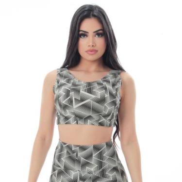 Imagem de Cropped Fitness Estampado sem Bojo  - Fitmoda, G, Estampado