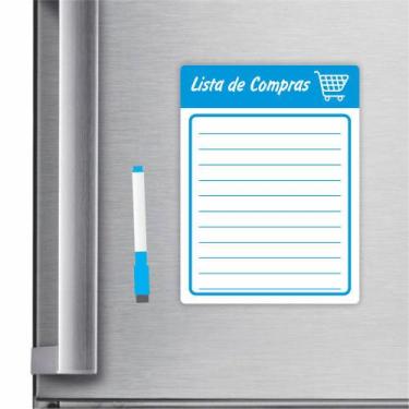 Imagem de Imã De Geladeira Planner Lista De Compras 20x15cm Azul Claro - Micro O