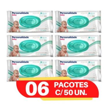 Imagem de Toalhinhas umedecidas personalidade RN kit 6 pacotes com 50 unidades -