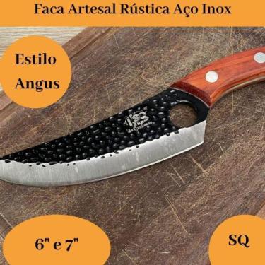 Imagem de Faca Artesanal Rústica Modelo estilo Angus Tamanhos  6"  e 7" - SQ