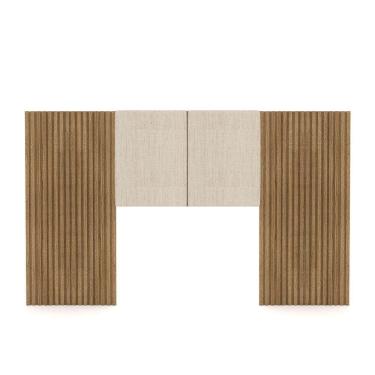 Imagem de Cabeceira Painel Solteiro Ripado Nature E Linho Bege Sevilha 203 Cm - Pallazio