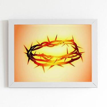Imagem de Quadro Coroa de Espinhos Jesus Cristo Moldura Branca 60x40cm - PlimSho