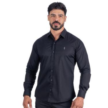 Imagem de Camiseta Manga Longa Masculina Social Preta - VTOP, Preto, EG