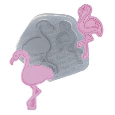 Imagem de Molde de Silicone Dupla de Flamingos Médio Ref. 156 Flexarte