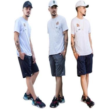 Imagem de 3 Bermuda Shorts Premium Furadinho Dry Fit Verão 2 Bolsos - KSFRENTS, 