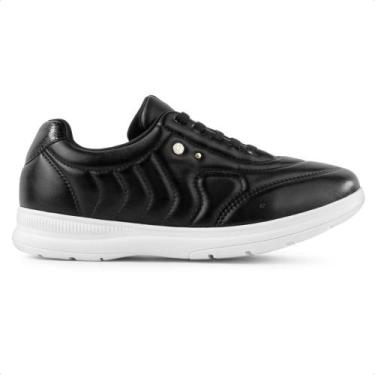 Imagem de Tênis Comfortflex Casual Feminino, 37, Preto, Branco