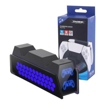 Imagem de Base Dock de Carregamento Duplo Carregador Para Controle Ps5 Luz Led RGB Colorido
