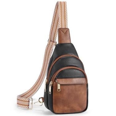 Imagem de BOSTANTEN Pequena bolsa tiracolo feminina de couro, pochete para viagens, A - preto e marrom, 3.15 inches x 6.69 inches x 10.24 inches, Casual