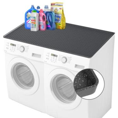 Imagem de Bancada de lavadora e secadora - 137 x 69,8 cm, capas grandes para lavadora e secadora para a parte superior, tapete protetor de carga superior para máquina de lavar e secar antiderrapante, tapete de