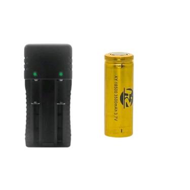 Imagem de Kit 1 Carregador Duplo 2 Slot Mais 1 Bateria 18650, 14500 Bateria 2665