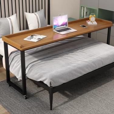 Imagem de Mesa de cama, mesa de cama sobre a cama, mesa com rodas, mesa de sobrecama, móvel com rodas, mesa de computador com rodas de 120 cm