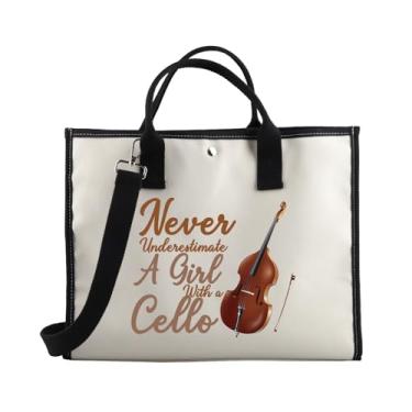 Imagem de BDPWSS Presente para violoncelo tocador de violoncelo, bolsa de mão para músico, orquestra de violoncelo, nunca subestime uma bolsa de mão com violoncelo, Never With Cello Te
