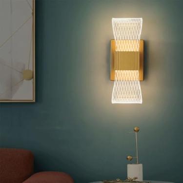 Imagem de Luminária de parede LED de acrílico de luxo com cabeça única e dupla para quarto, cabeceira, bar, cozinha, corredor, sala de jantar, estudo, escadas (8 * 20 cm)
