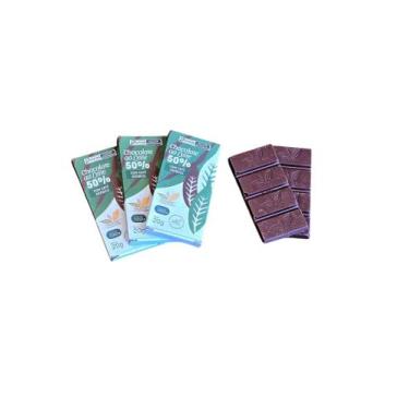 Imagem de Chocolate 50% cacau ao leite crocante com café 20g cada - Kit c/3 tabl