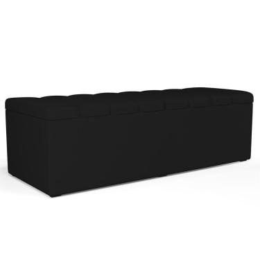 Imagem de Calçadeira Recamier Baú Para Cama De Casal King Dália 195x50 Cm W01 Suede Preto - Lyam