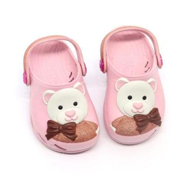 Imagem de Babuche Infantil Plugt Ventor Baby Ursinho Rosa com Glitter Leve, Conf