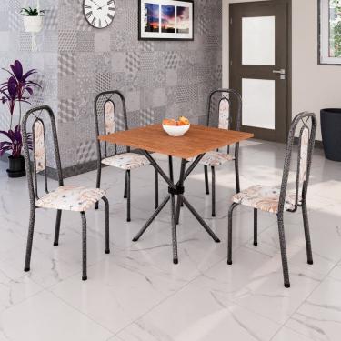 Imagem de Conjunto Sala de Jantar com 4 Cadeiras Lívia Bege / Prata